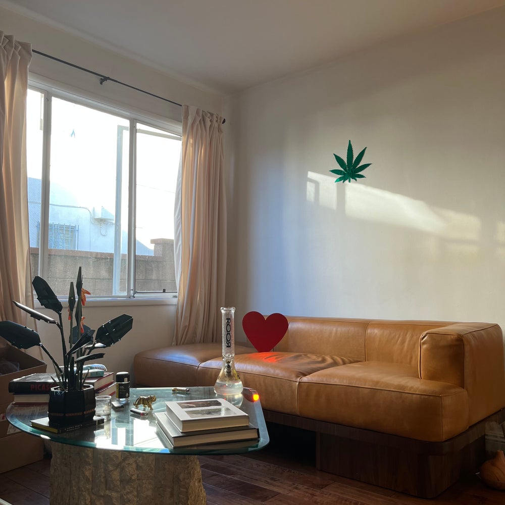 Green Weed Leaf Mirror